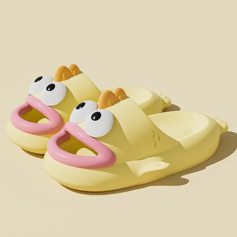 Women wearing slippers for summer outings in 2024, new quirky and anti slip couples, cute and ugly fish cool slippers for men