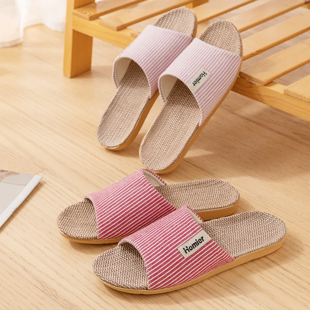 Fabric Unisex Slippers Summer Slip-On Indoor Slippers Non-Slip Breathable Home Slippers