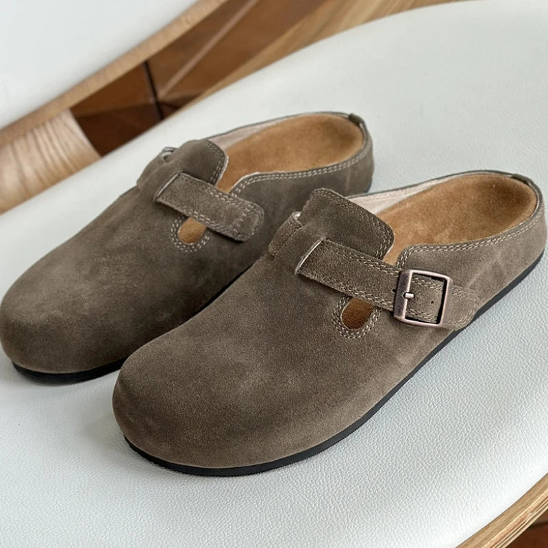 25 year old new genuine leather Boken standing for a long time without fatigue, arch support toe cap half slippers