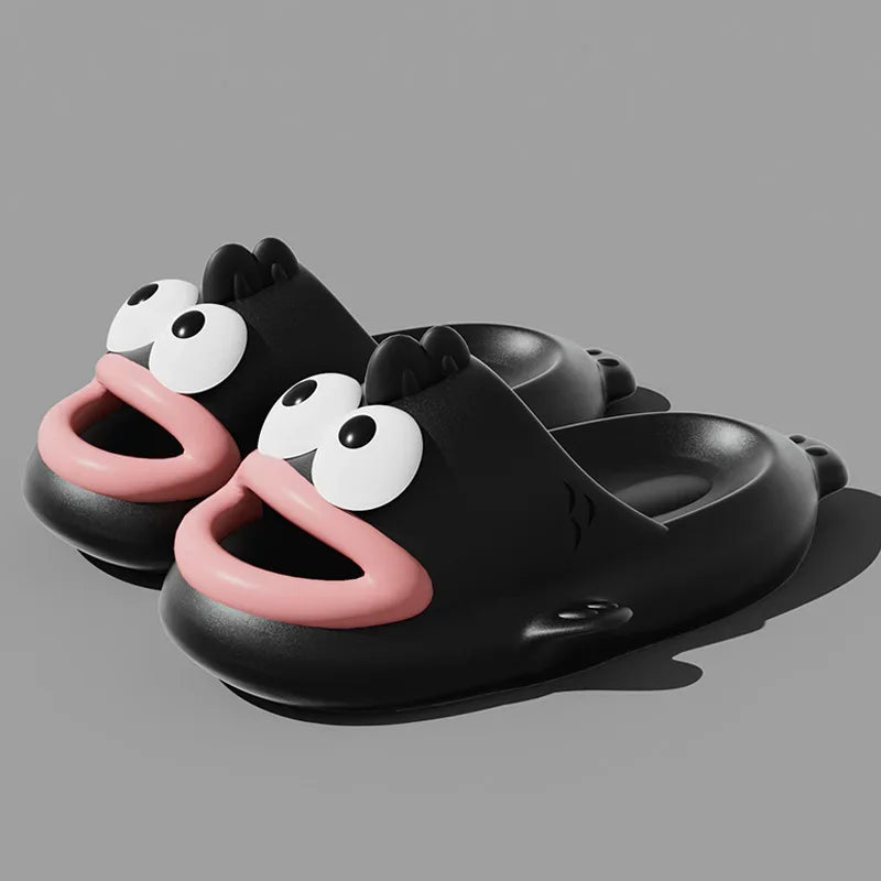 Women wearing slippers for summer outings in 2024, new quirky and anti slip couples, cute and ugly fish cool slippers for men
