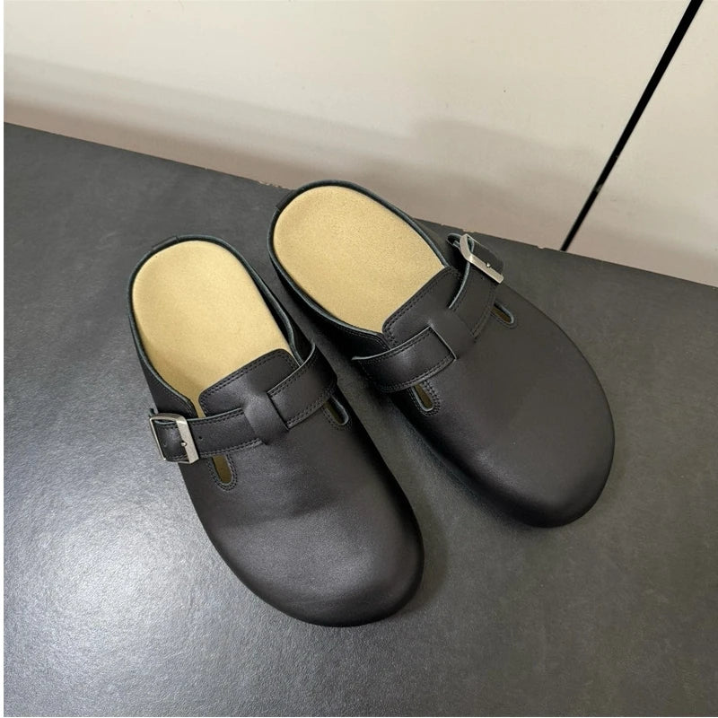 New 25 year old Buchen-M ü ller shoes for women, suede toe caps, versatile, lazy style, one foot lazy sandals