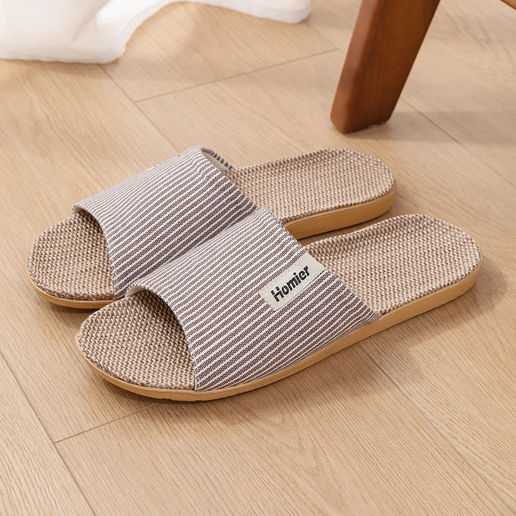 Fabric Unisex Slippers Summer Slip-On Indoor Slippers Non-Slip Breathable Home Slippers