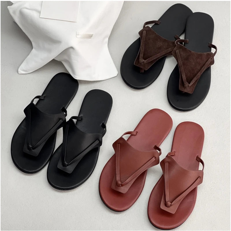 25 year new triangular toe Korean summer retro vacation style women's flip flops