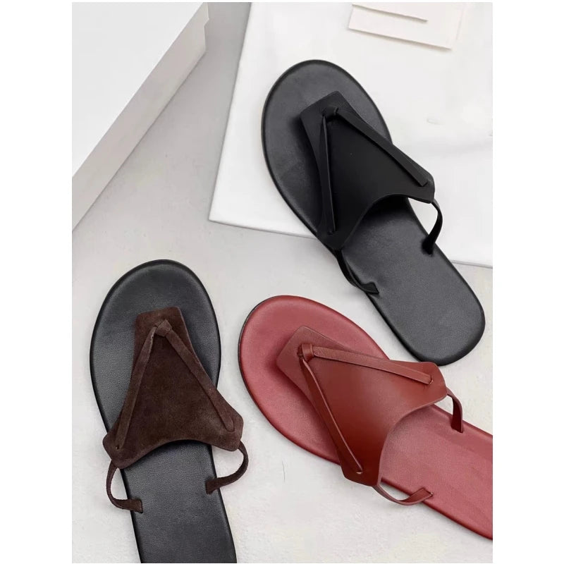 25 year new triangular toe Korean summer retro vacation style women's flip flops