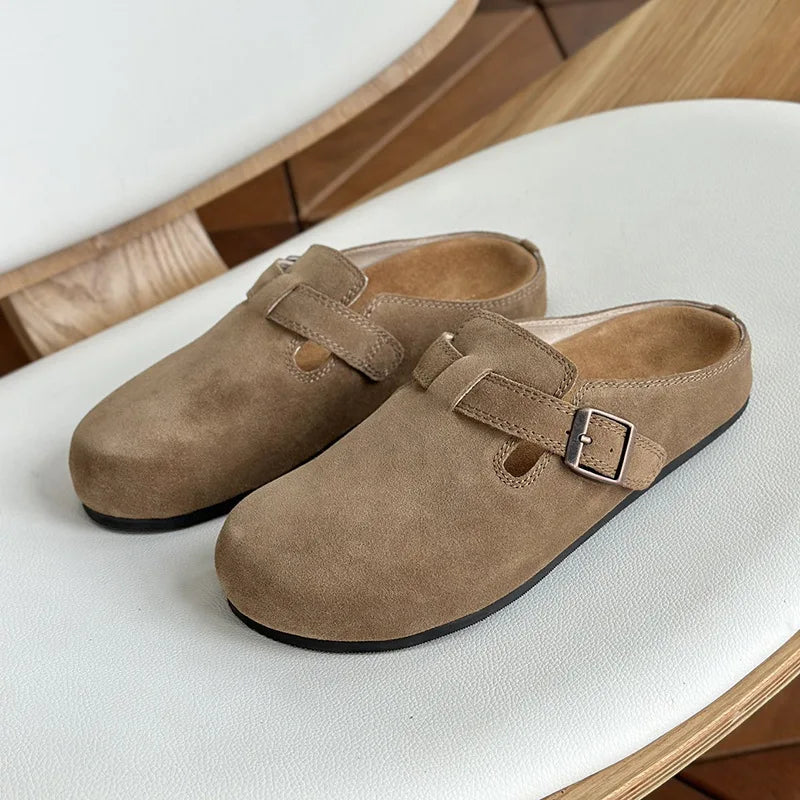 25 year old new genuine leather Boken standing for a long time without fatigue, arch support toe cap half slippers