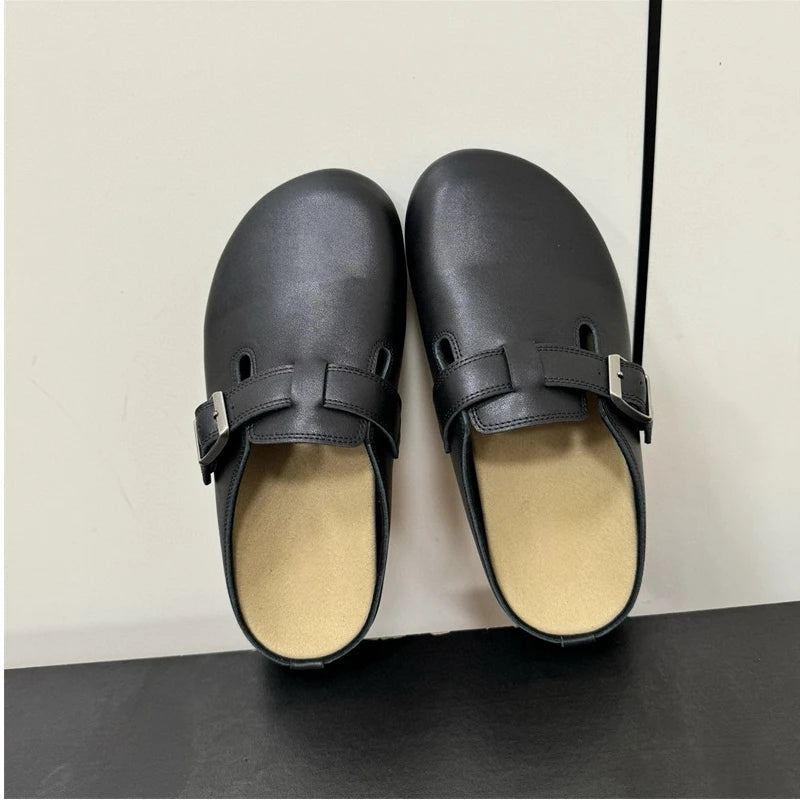 New 25 year old Buchen-M ü ller shoes for women, suede toe caps, versatile, lazy style, one foot lazy sandals
