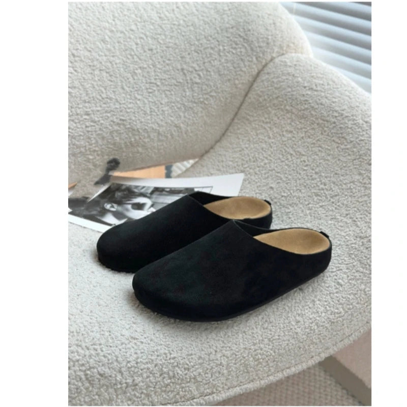 25 year new genuine leather thick soled lazy couple's foot stomping, Baotou home half slippers