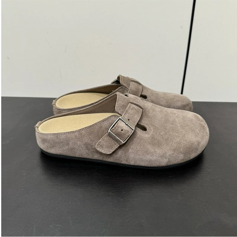 New 25 year old Buchen-M ü ller shoes for women, suede toe caps, versatile, lazy style, one foot lazy sandals