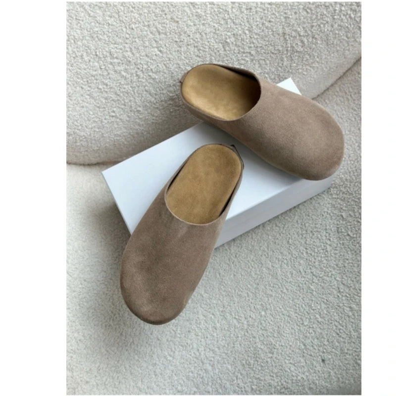 25 year new genuine leather thick soled lazy couple's foot stomping, Baotou home half slippers