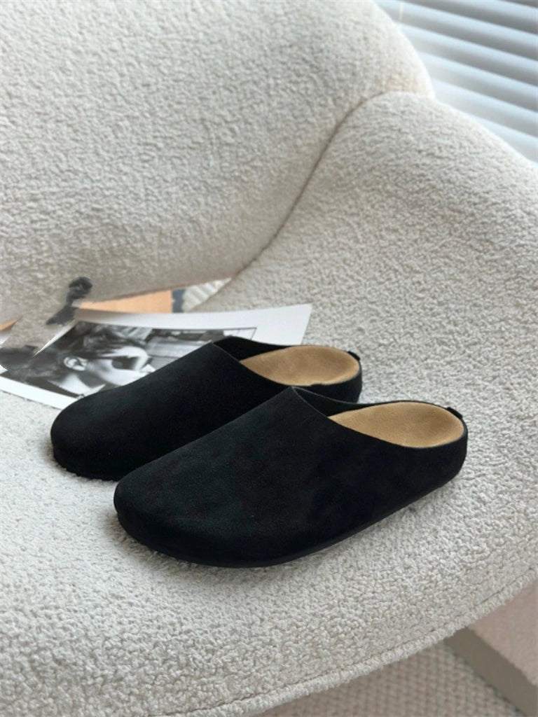 25 year new genuine leather thick soled lazy couple's foot stomping, Baotou home half slippers