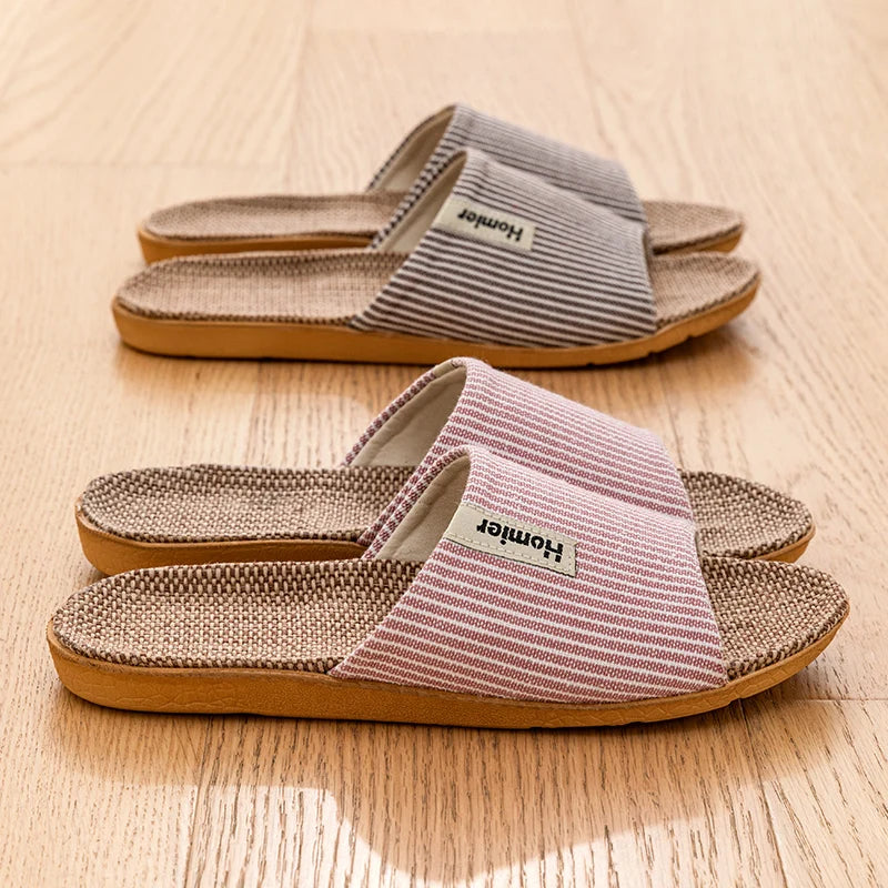 Fabric Unisex Slippers Summer Slip-On Indoor Slippers Non-Slip Breathable Home Slippers