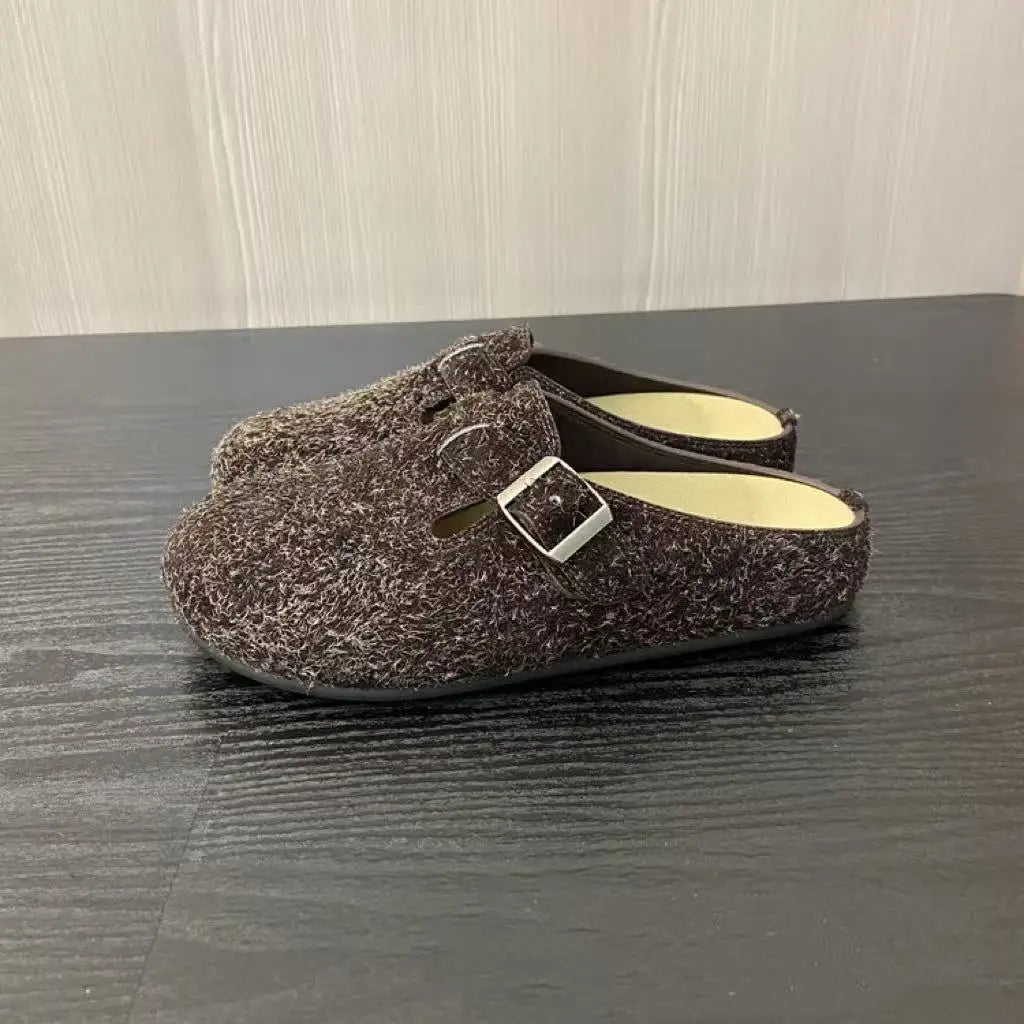 New 25 year old Buchen-M ü ller shoes for women, suede toe caps, versatile, lazy style, one foot lazy sandals