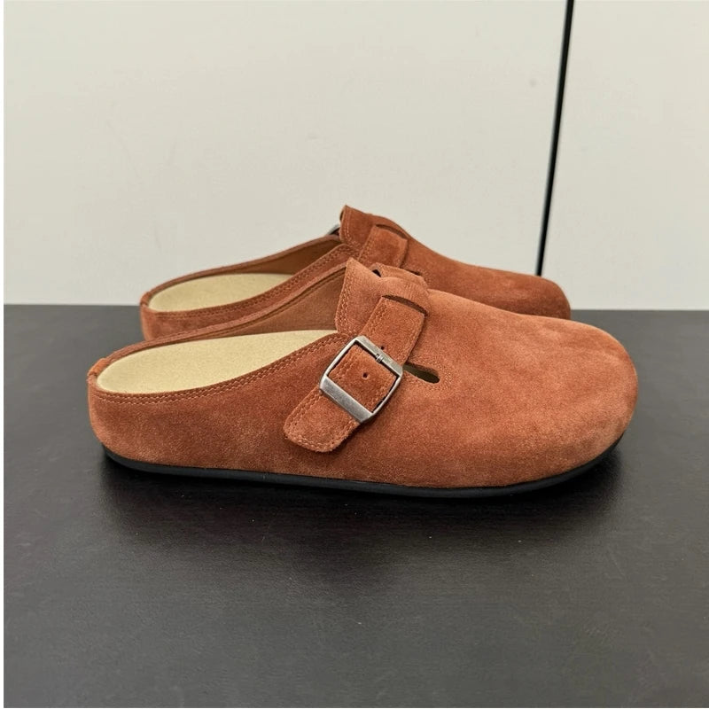 New 25 year old Buchen-M ü ller shoes for women, suede toe caps, versatile, lazy style, one foot lazy sandals