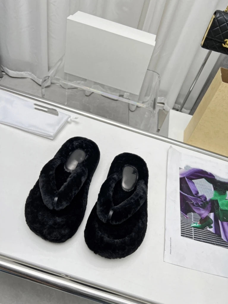 25 year new women's fur one-piece thick soled casual lamb hair one-piece home slippers