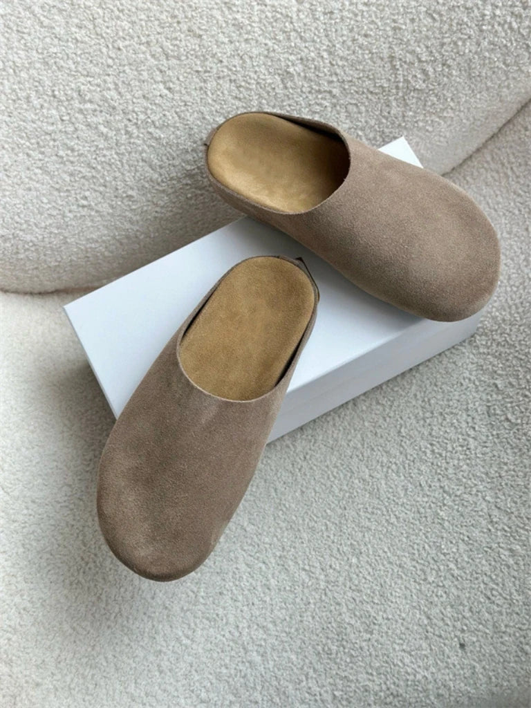 25 year new genuine leather thick soled lazy couple's foot stomping, Baotou home half slippers
