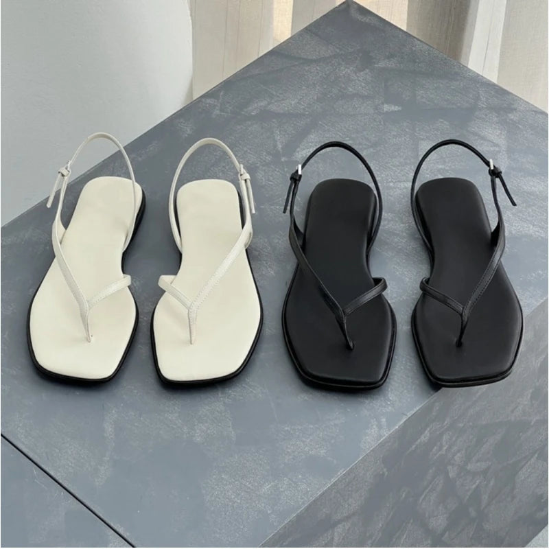 25 year minimalist women's open toed clip on flat bottom herringbone thin strap sweet girlish style sandals