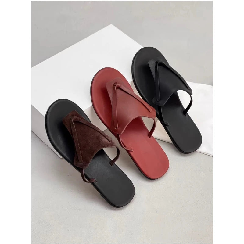 25 year new triangular toe Korean summer retro vacation style women's flip flops