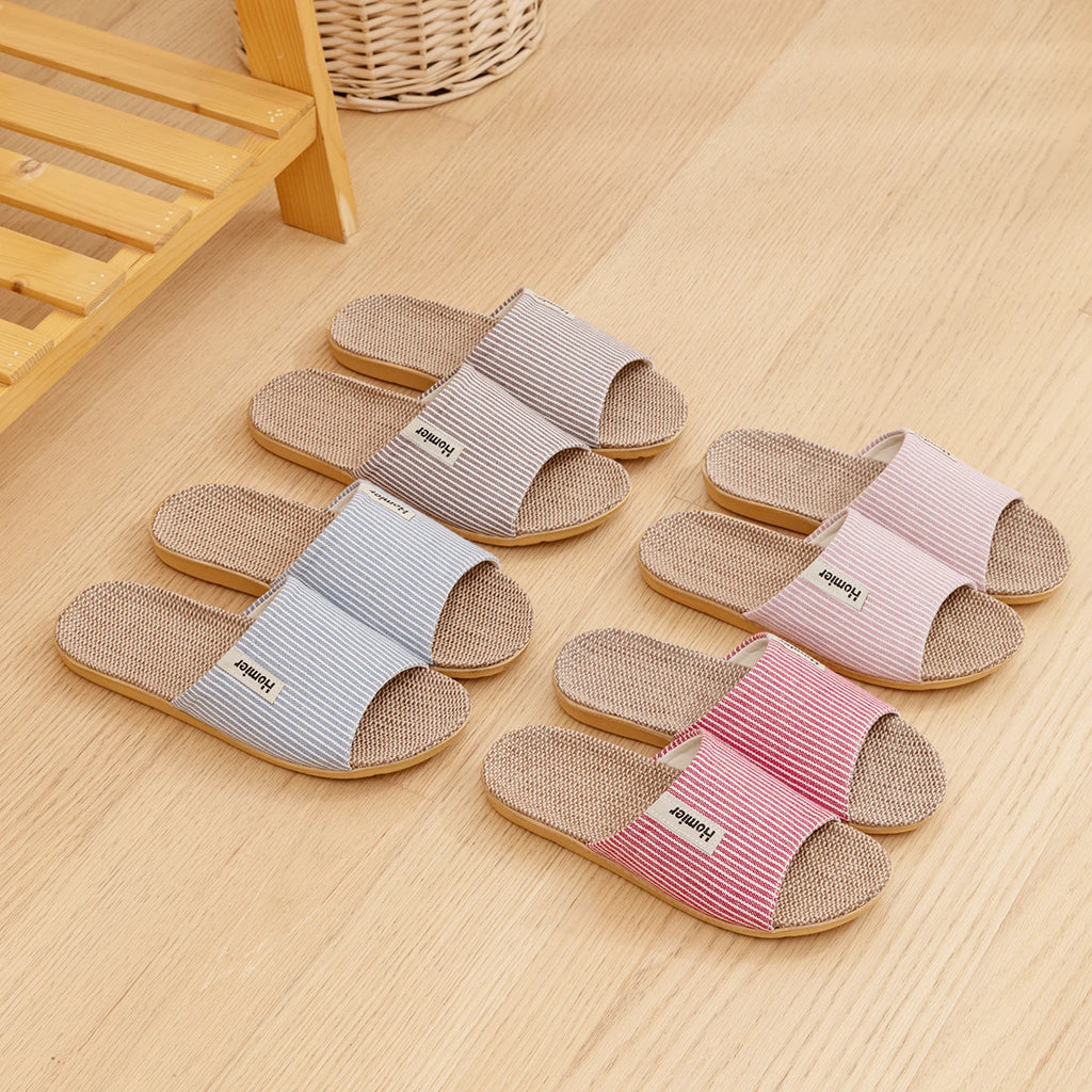 Fabric Unisex Slippers Summer Slip-On Indoor Slippers Non-Slip Breathable Home Slippers