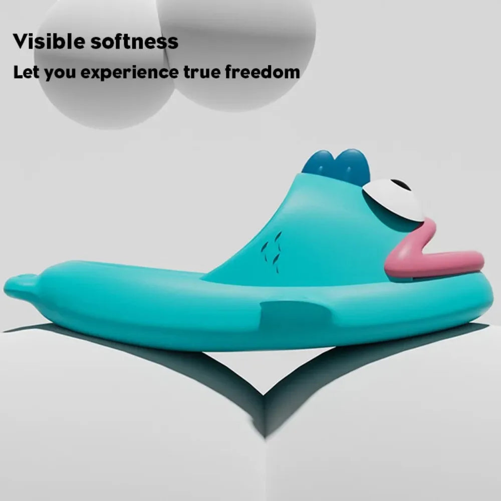 Women wearing slippers for summer outings in 2024, new quirky and anti slip couples, cute and ugly fish cool slippers for men