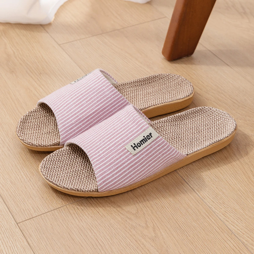 Fabric Unisex Slippers Summer Slip-On Indoor Slippers Non-Slip Breathable Home Slippers