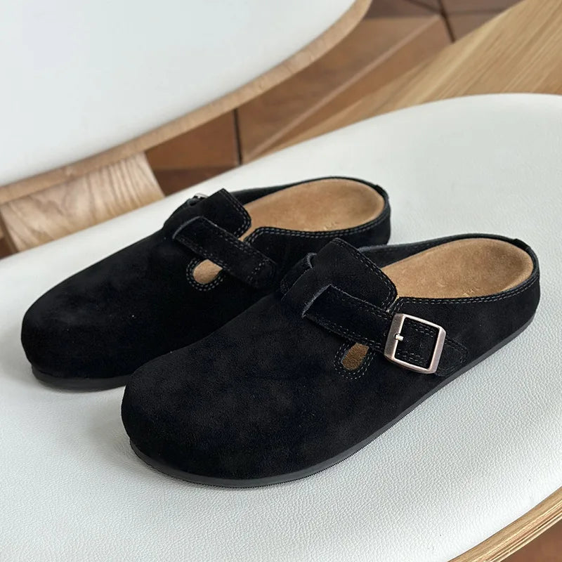 25 year old new genuine leather Boken standing for a long time without fatigue, arch support toe cap half slippers