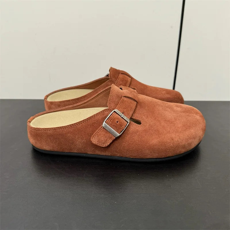 New 25 year old Buchen-M ü ller shoes for women, suede toe caps, versatile, lazy style, one foot lazy sandals