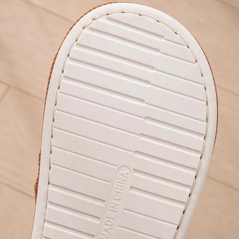 ZHIDA Fashion Women Home Linen Slippers Breathable Cotton Linen Shoes Moisture Absorbing Anti Slip Linen Slides Couple Slippers