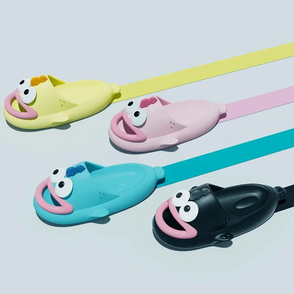 Women wearing slippers for summer outings in 2024, new quirky and anti slip couples, cute and ugly fish cool slippers for men