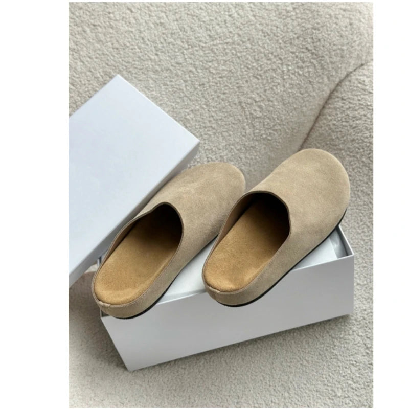 25 year new genuine leather thick soled lazy couple's foot stomping, Baotou home half slippers