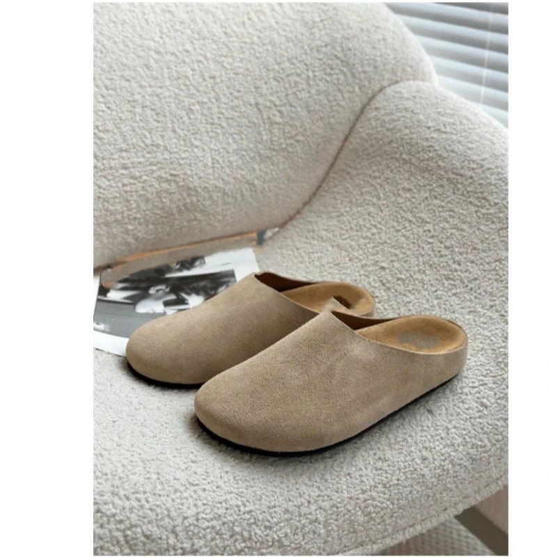 25 year new genuine leather thick soled lazy couple's foot stomping, Baotou home half slippers