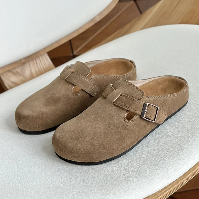 25 year old new genuine leather Boken standing for a long time without fatigue, arch support toe cap half slippers