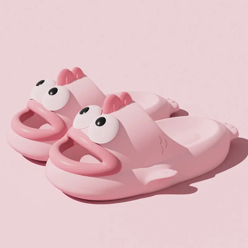 Women wearing slippers for summer outings in 2024, new quirky and anti slip couples, cute and ugly fish cool slippers for men