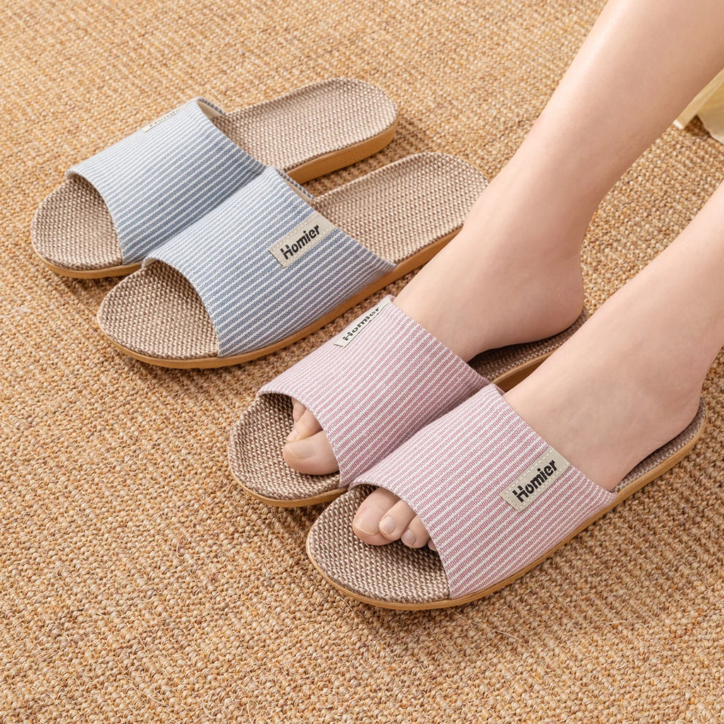 Fabric Unisex Slippers Summer Slip-On Indoor Slippers Non-Slip Breathable Home Slippers