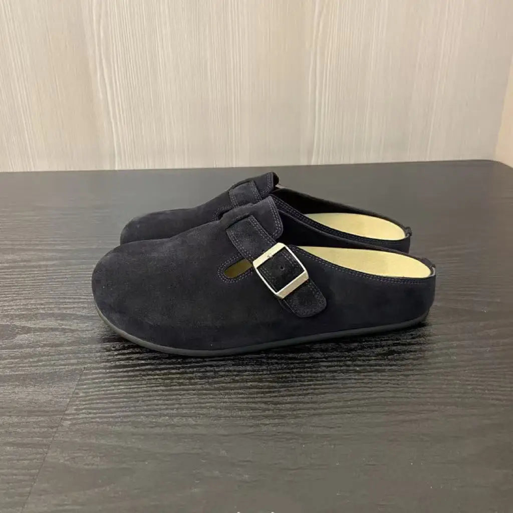 New 25 year old Buchen-M ü ller shoes for women, suede toe caps, versatile, lazy style, one foot lazy sandals