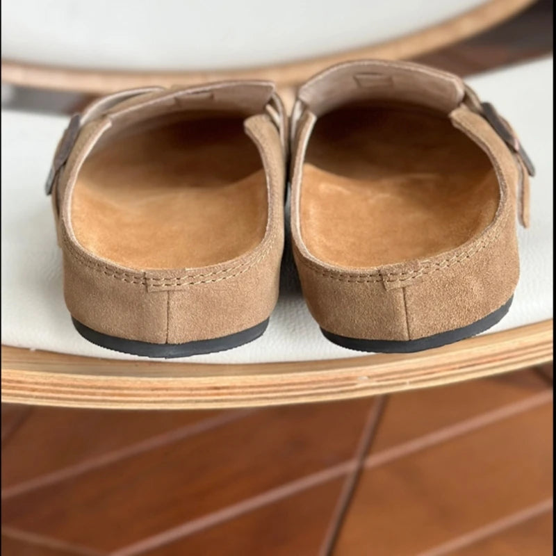 25 year old new genuine leather Boken standing for a long time without fatigue, arch support toe cap half slippers