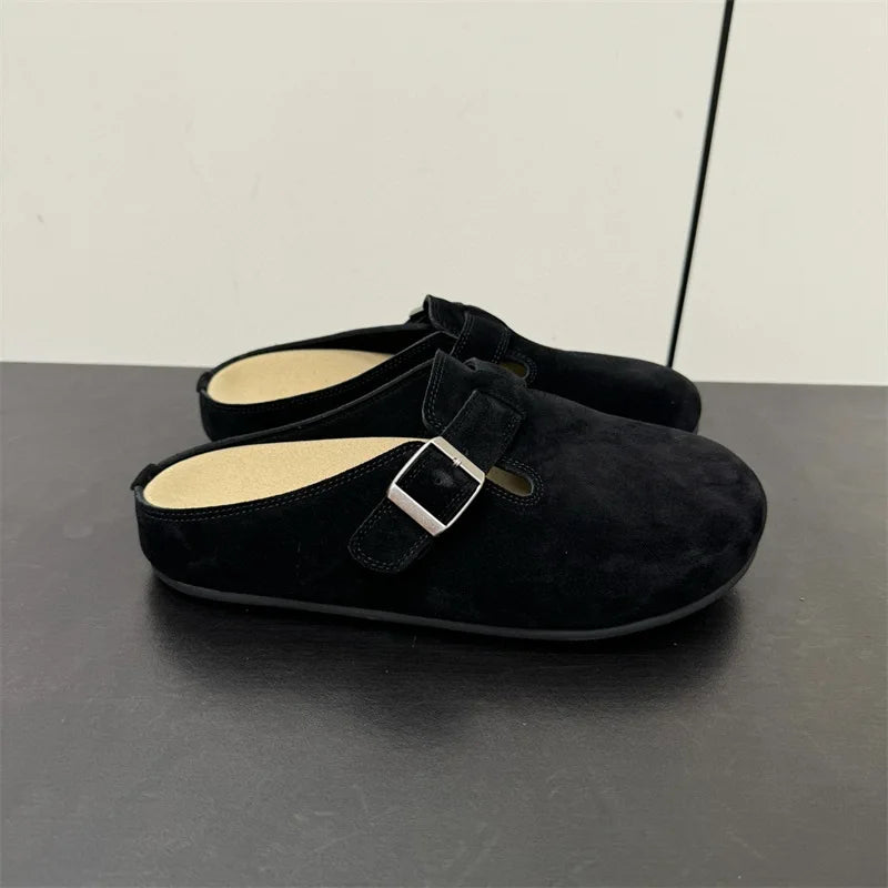 New 25 year old Buchen-M ü ller shoes for women, suede toe caps, versatile, lazy style, one foot lazy sandals