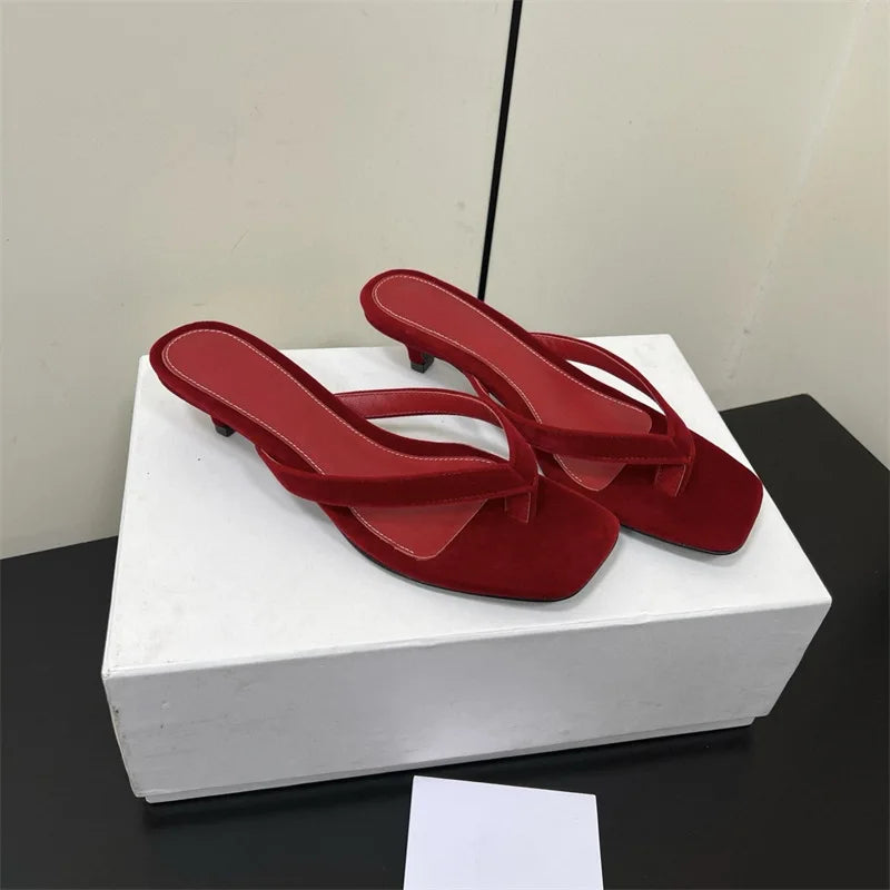 25 year summer new leather suede cat and versatile flip flops